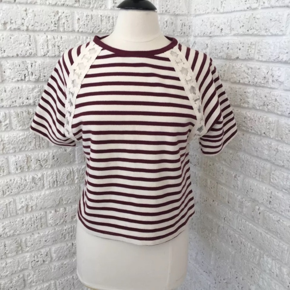 Old Navy striped short sleeve top lace Sz XS